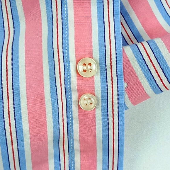Paul & Shark Men's Button Front Pink/ Blue Stripe Shirt Size 42 - Picture 10 of 12